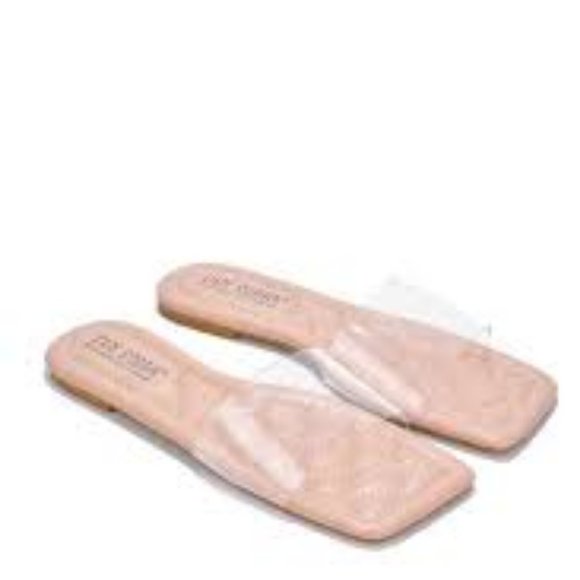 NWT CAPE ROBBIN KEKO SLIDE SANDALS NUDE WITH CLEAR STRAP 5.5 & 6.5 - Picture 1 of 9